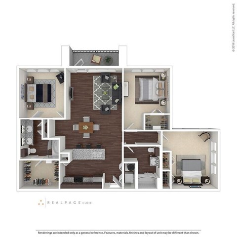 Floor plan for 3 beds, 2 baths, 1546 sqft